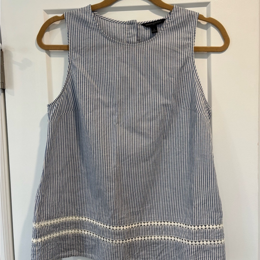 Banana Republic Blue and White Striped Blouse